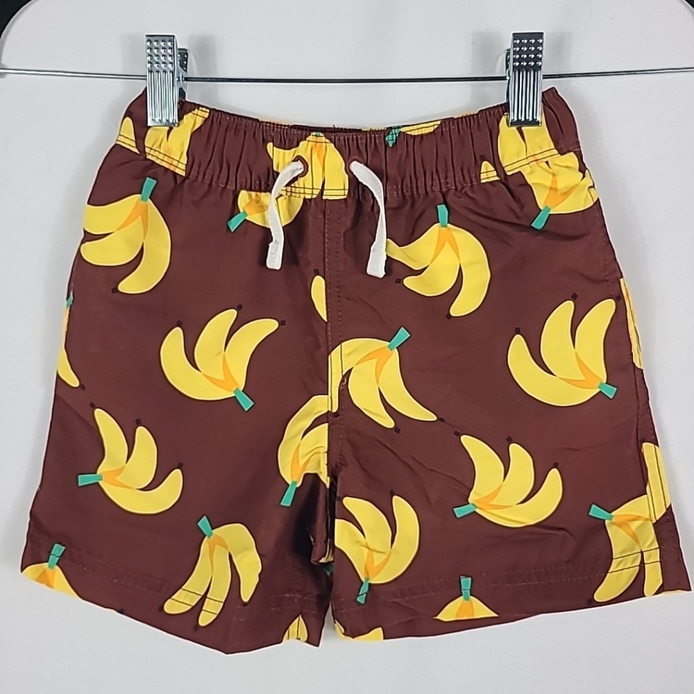 NWT Hanna Andersson Banana Bunch On Brown SUNBLOCK SWIM SHORTS TRUNKS $48